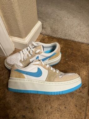 Nike Jordan Dunk Low Platform in Sanddrift & Armory Blue